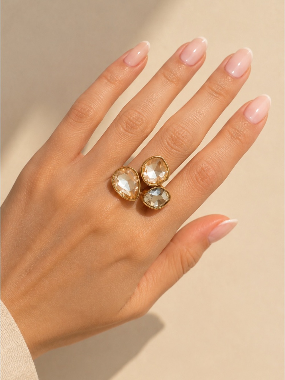 Champagne Crystal Gold  Ring